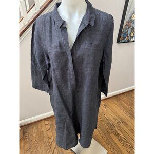 Eileen Fisher Organic Linen Délavé Delave Shirtdress Denim Size Medium